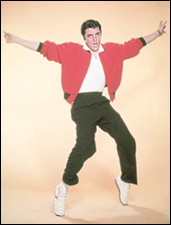 Elvis Presley demonstrates what the fuss was all about, circa 1958.